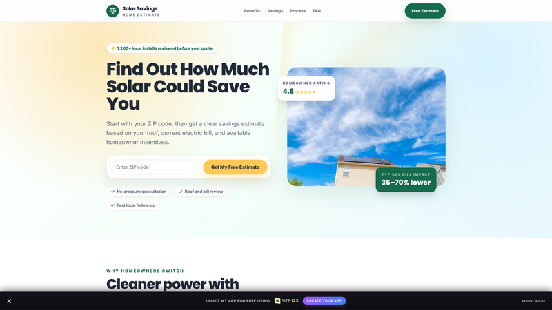 Solar Savings Consultation Landing Page