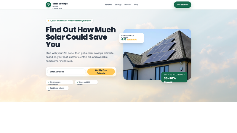 Solar Savings Consultation Landing Page