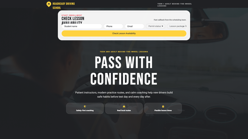 Driving School Enrollment Landing Page