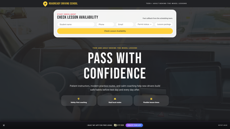 Driving School Enrollment Landing Page