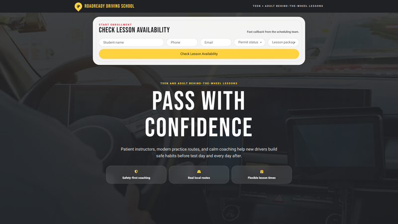 Driving School Enrollment Landing Page