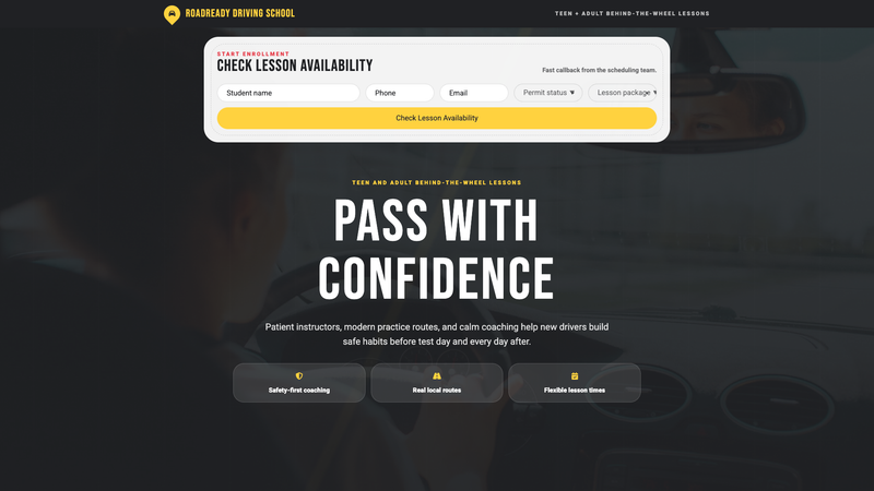 Driving School Enrollment Landing Page