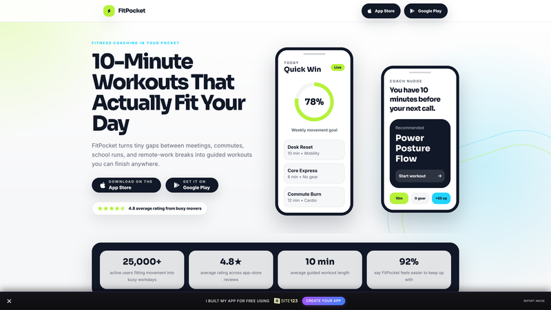 FitPocket &mdash; App Store Download Landing Page