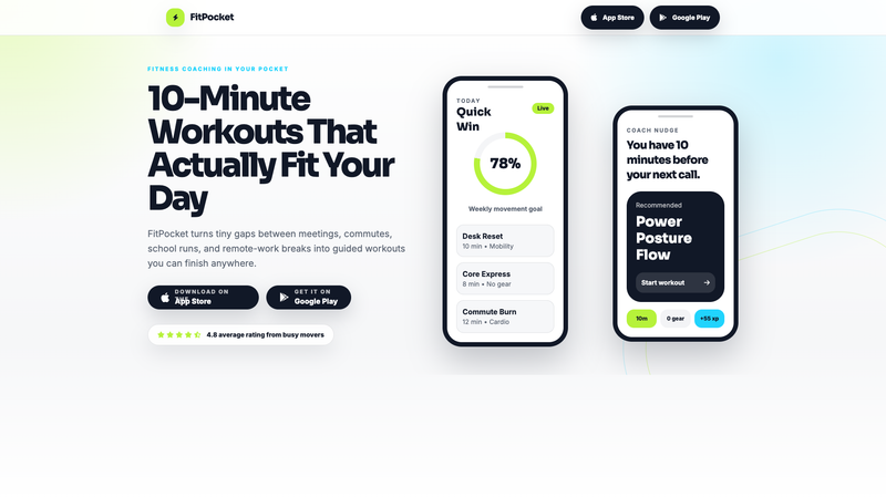 FitPocket &mdash; App Store Download Landing Page