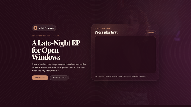 Velvet Frequency &mdash; Spotify Album Landing Page