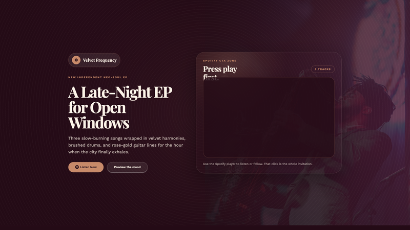 Velvet Frequency &mdash; Spotify Album Landing Page