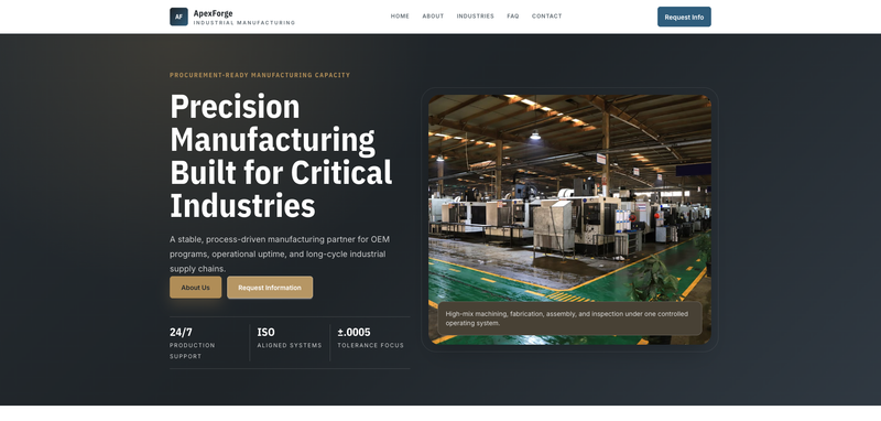 ApexForge Industrial Manufacturing One-Pager