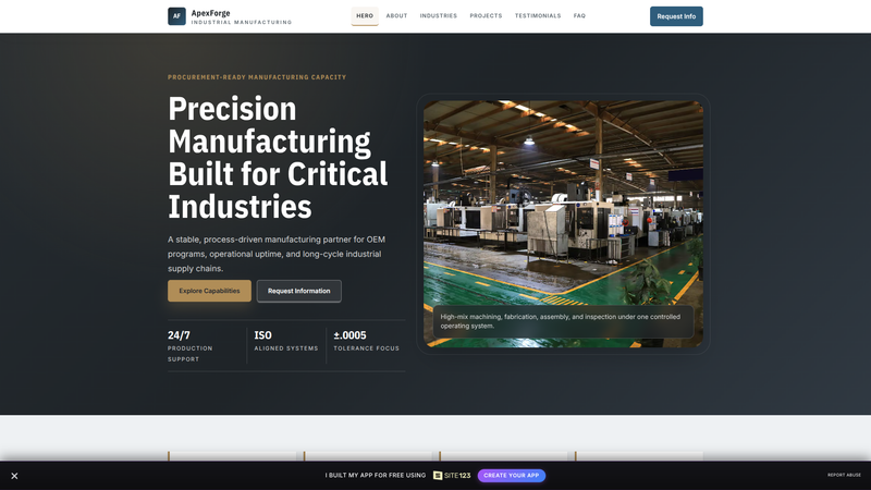 ApexForge Industrial Manufacturing One-Pager