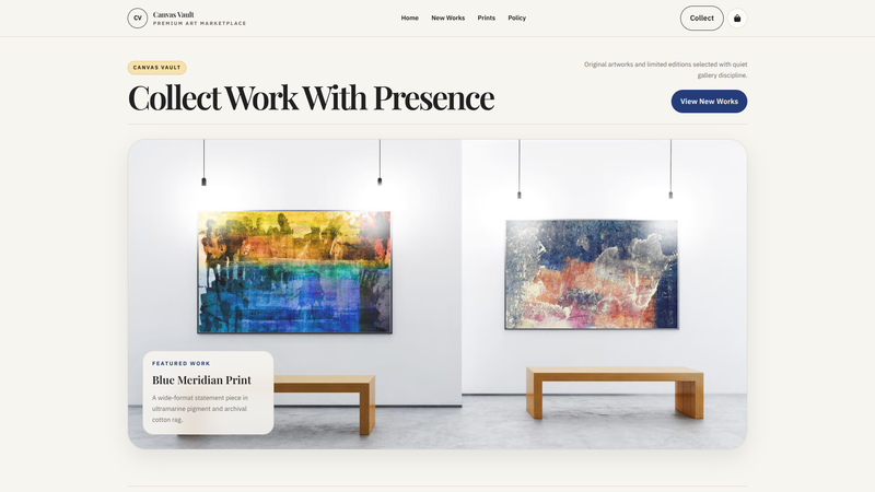 Canvas Vault &mdash; Premium Art Marketplace Store