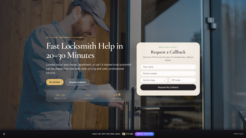 24/7 Emergency Locksmith Lead Page