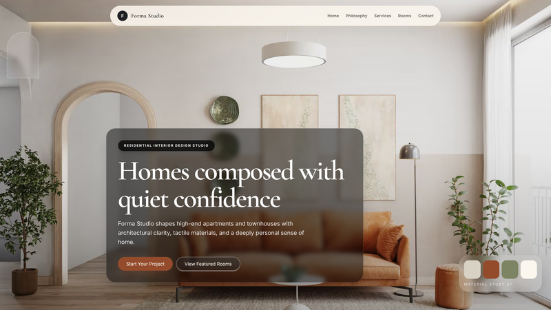 Forma Studio &mdash; Interior Design Showcase One-Pager