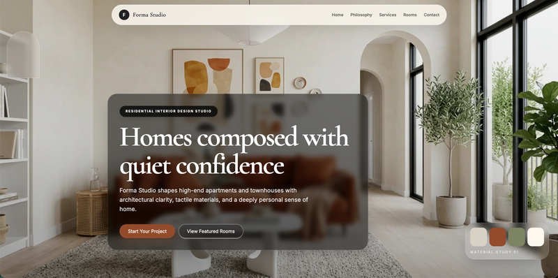 Forma Studio &mdash; Interior Design Showcase One-Pager
