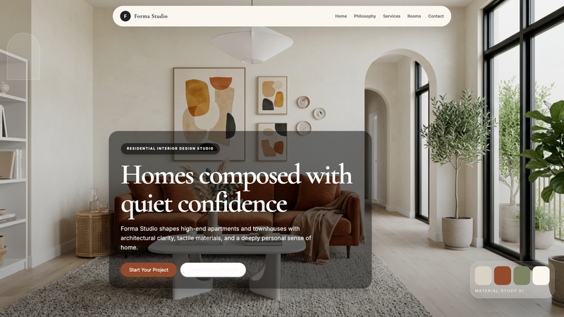Forma Studio &mdash; Interior Design Showcase One-Pager