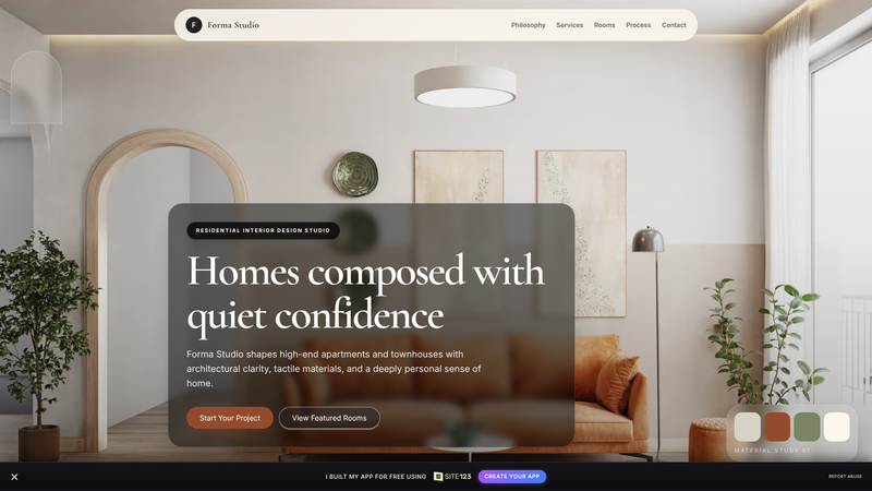 Forma Studio &mdash; Interior Design Showcase One-Pager