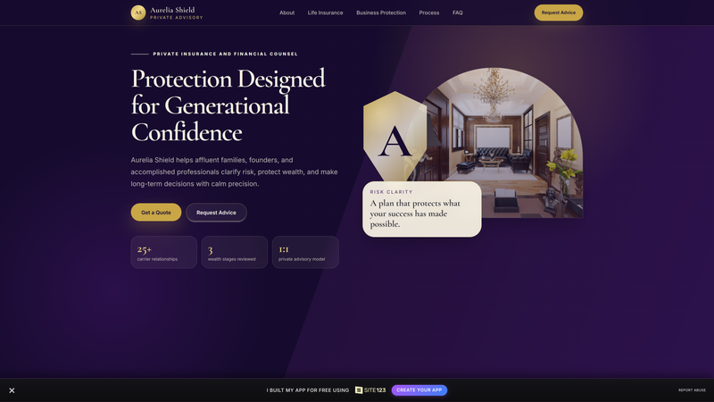 Aurelia Shield &mdash; Premium Insurance & Financial Services One-Pager