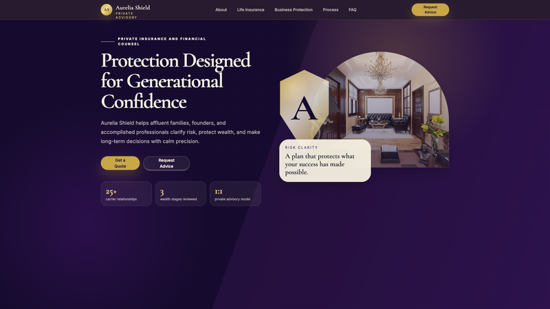 Aurelia Shield &mdash; Premium Insurance & Financial Services One-Pager