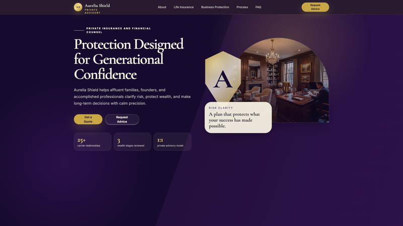Aurelia Shield &mdash; Premium Insurance & Financial Services One-Pager