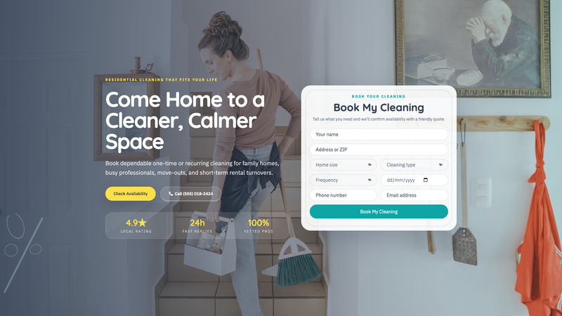 Residential Cleaning Service Booking Page