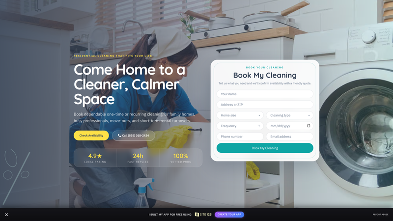 Residential Cleaning Service Booking Page