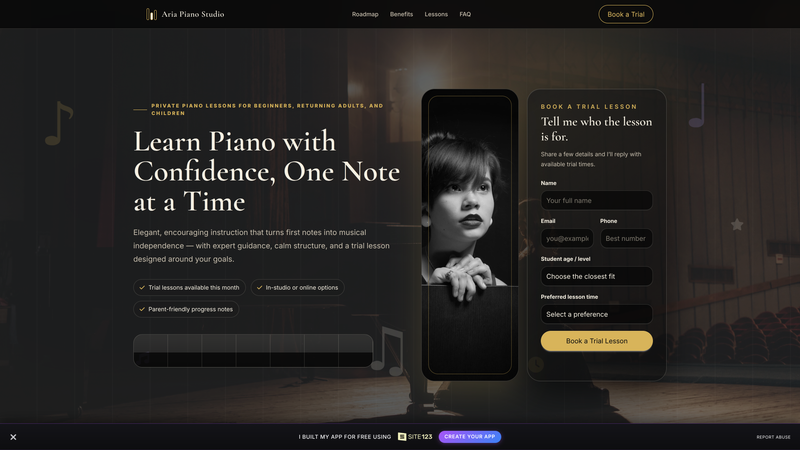 Infographic Piano Lessons Lead Page