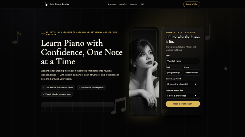 Infographic Piano Lessons Lead Page