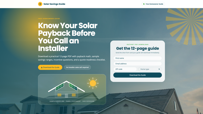 Solar Savings Guide &mdash; Download the Guide Landing Page