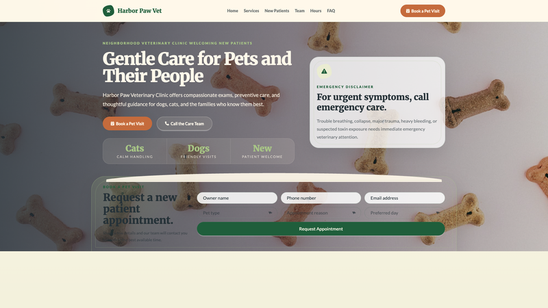 Veterinary Clinic Appointment Landing Page