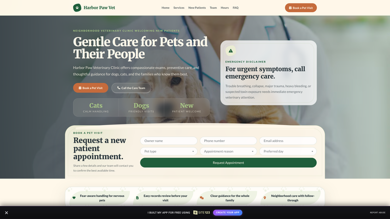 Veterinary Clinic Appointment Landing Page
