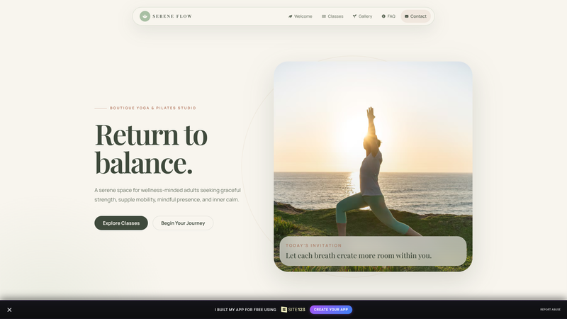 Serene Flow Yoga & Pilates One-Pager