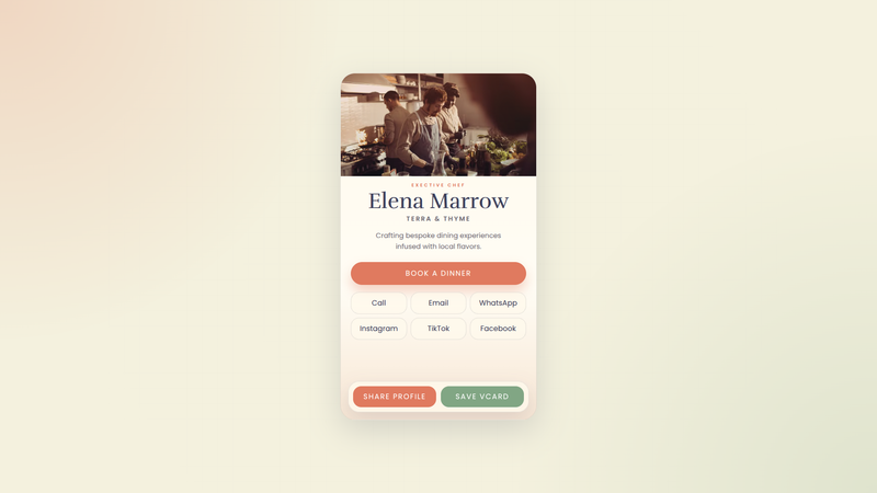 Artisan Private Chef Card