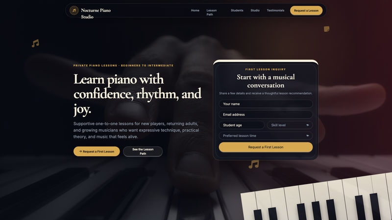 Nocturne Piano Studio One-Pager