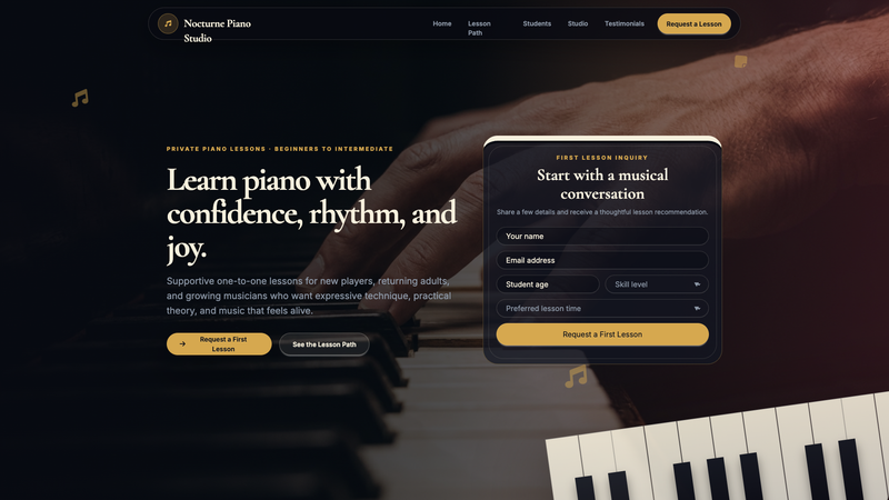 Nocturne Piano Studio One-Pager