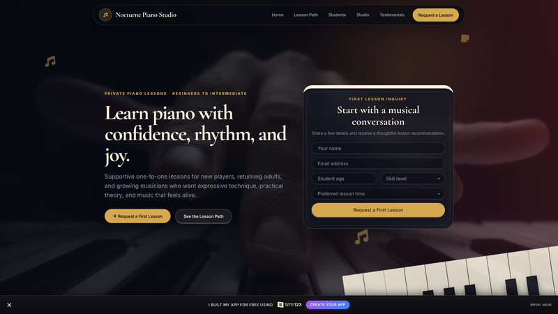 Nocturne Piano Studio One-Pager
