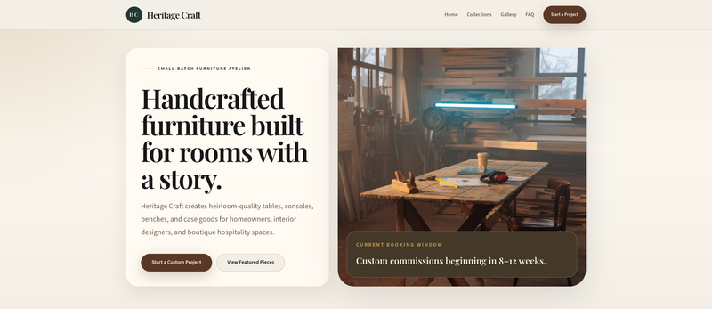 Heritage Craft Furniture One-Pager