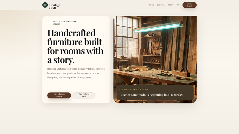 Heritage Craft Furniture One-Pager