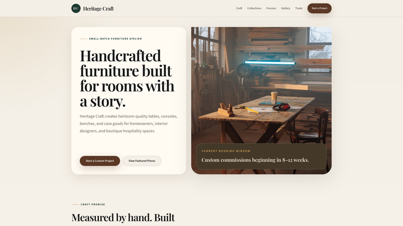 Heritage Craft Furniture One-Pager