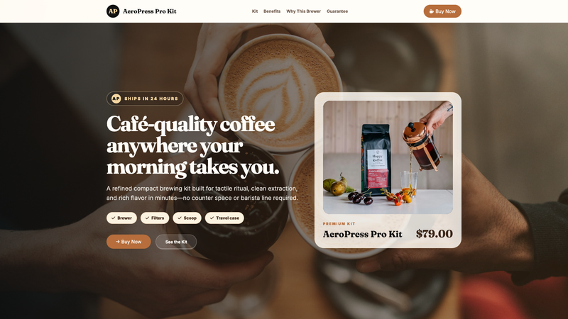 AeroPress Pro Kit Product Landing Page