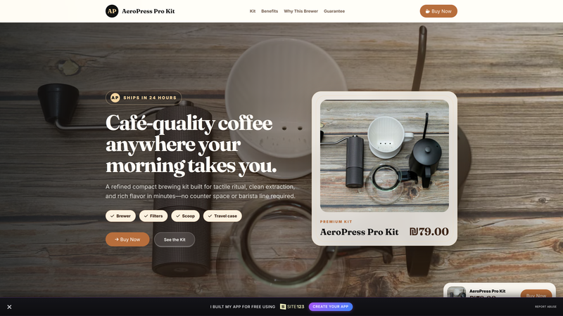 AeroPress Pro Kit Product Landing Page
