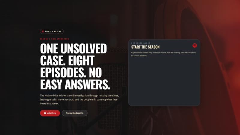 True Crime Podcast Spotify Landing Page