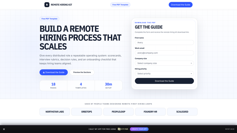 Remote Work Hiring Kit &mdash; Download the Guide Landing Page