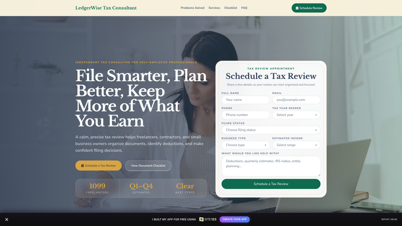 LedgerWise Tax Consultant Appointment Landing Page
