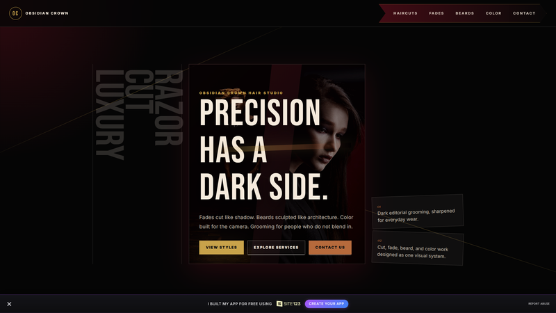 Obsidian Crown Hair Studio One-Pager