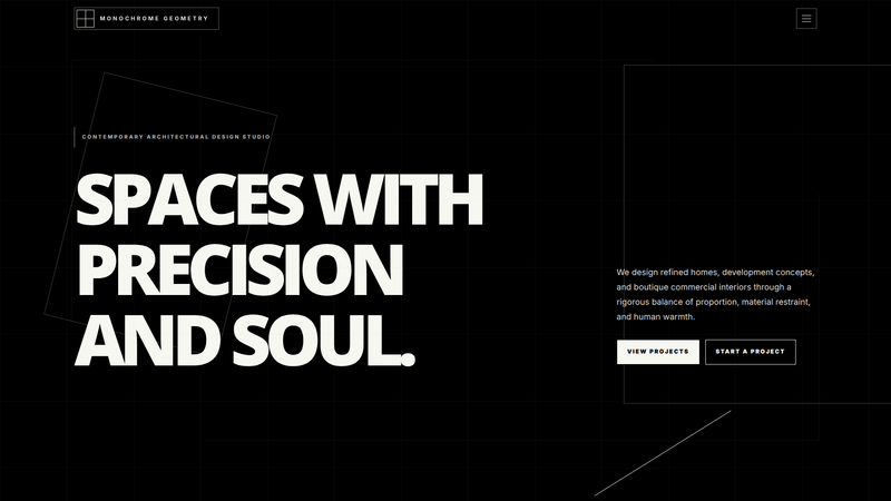 Monochrome Geometry Architecture One-Pager