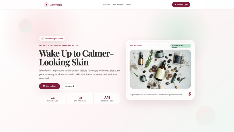GlowPatch Skincare Add-to-Cart Landing Page