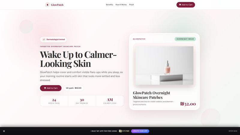 GlowPatch Skincare Add-to-Cart Landing Page