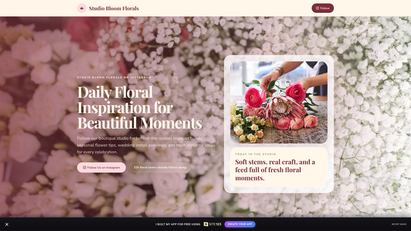 Studio Bloom Florals &mdash; Follow Us on Instagram Landing Page