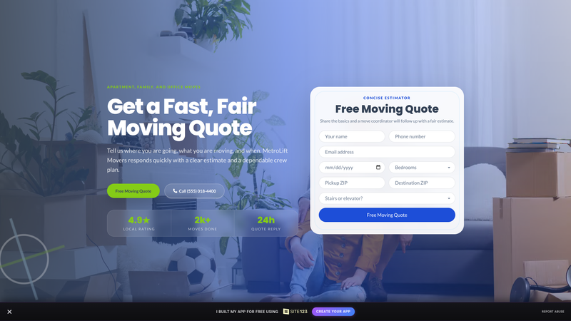 Stress-Free Moving Quote Landing Page