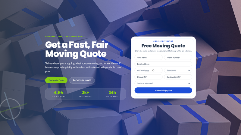 Stress-Free Moving Quote Landing Page