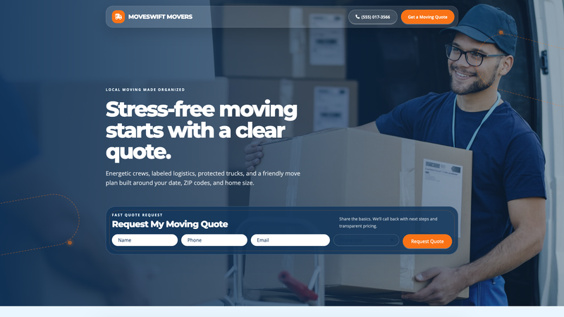 Moving Company Quote Request Landing Page
