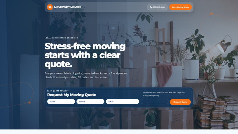 Moving Company Quote Request Landing Page